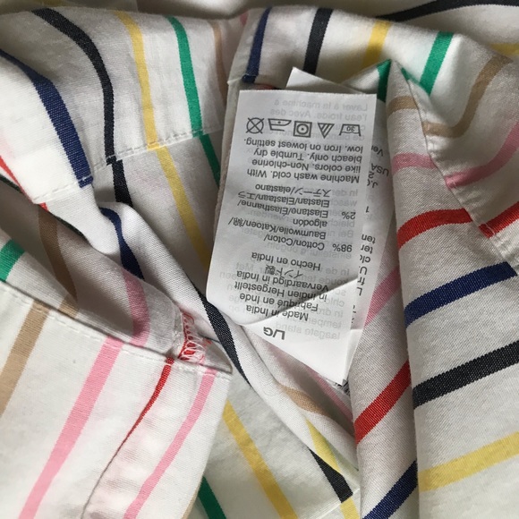 J. Crew Large White Colorful Striped Short Sleeve Peasant Top - Picture 8 of 8